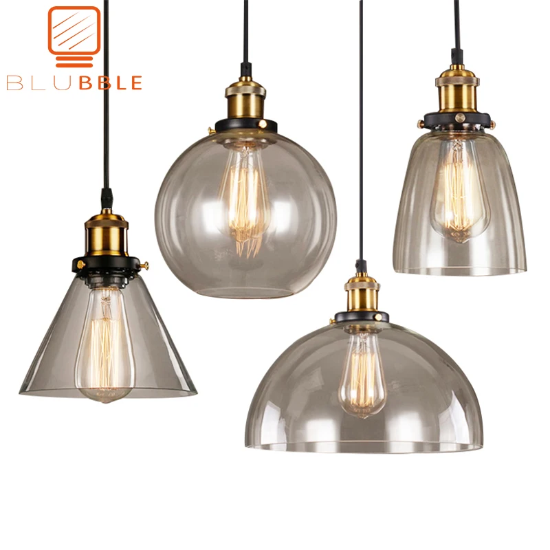 Loft Vintage Pendant Lights Glass Pendant Lamps Industrial Hang lamp Smoky Grey - £10.24 GBP+