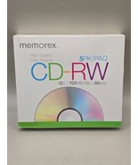 Memorex High Speed CD-RW Discs 5-Pack 12x 700MB 80 Min. Home PC Music Au... - $12.89 CAD