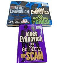 3 Janet Evanovich Books The Chase The Scam Curious Minds Hard Cover Dust Jacket - £6.25 GBP