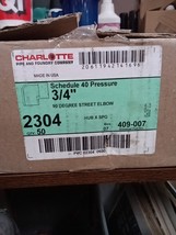 50 PkCharlotte Schedule 40 Pressure 3/4” 90 Degree Street Elbow Hub 760 Kb - $628.01 MXN