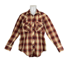 VTG Plainsman Western Shirt Men&#39;s 15 1/2 Pearl Snap Plaid Extra Long Tai... - £22.81 GBP