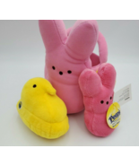 Peeps Pink Plush Bunny Rabbit Basket 2005, Pink bunny 2005, yellow chick... - £22.36 GBP