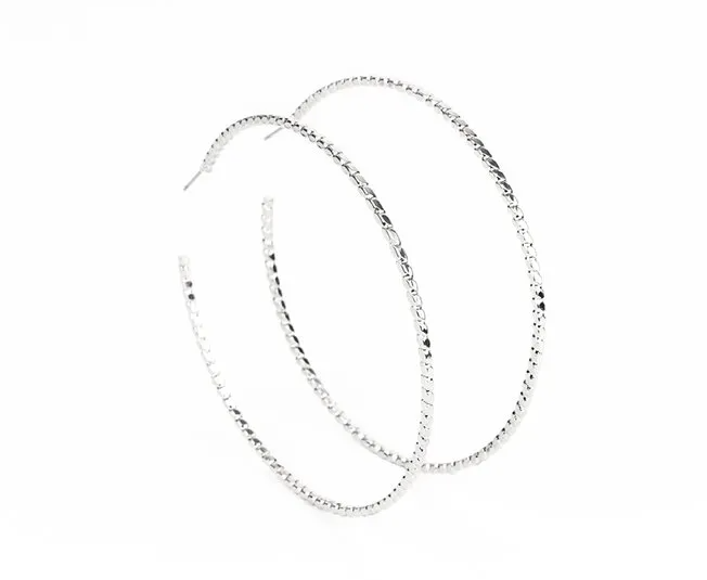 Primary image for Paparazzi Pump Up the Volume Silver Hoop Earrings - New