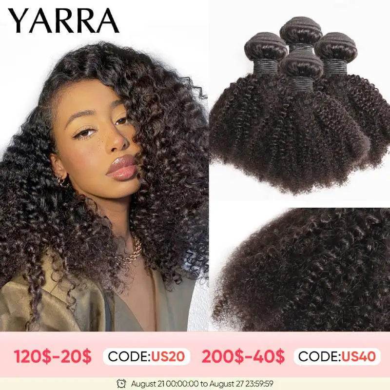 YARRA Brazilian Afro Kinky Curly Human Hair Bundles 4b 4c Afro Kinky Bulk Human - £170.44 GBP