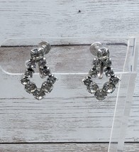 Vintage Screw On Earrings Just Under 1&quot; Clear Gems - £10.21 GBP