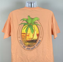 Salt Life Feet Up Anchor Down  Pocket T Shirt Mens Large Orange Palm Trees Boat - £17.08 GBP