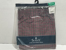 Men Surrey Boxer Trunk 2 Pack Lot Plaid Shorts Checkered Underwear Briefs Sz M - £5.06 GBP