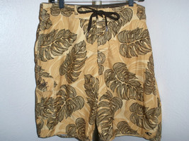 Mens O&#39;Neill Boardshorts Leaf Print in Tan/Browns Size 34 Very Nice! - £21.74 GBP