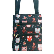 Owl Purse Small Nylon Messenger Shoulder Bag Pink Red on Black 8x10 (BN-... - £7.86 GBP