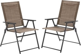 Vicllax 2 Pcs. Patio Folding Chairs, Outdoor Portable Dining Chairs, Binding). - £70.74 GBP