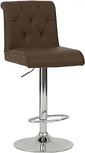 Poundex Adjustable Height &amp; Swivel Barstool in Espresso Faux Leather (Se... - £237.43 GBP