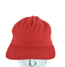 Vintage 80s New Era Pro Design Blank Trucker Hat Snapback Cap Red USA Size S/M - £19.42 GBP