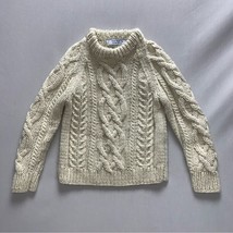 Handmade Hand Crafted Knit Granola Off White Soft Cozy Girls Sweater 4-5... - $34.65