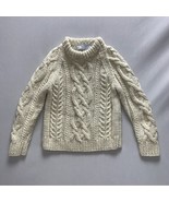 Handmade Hand Crafted Knit Granola Off White Soft Cozy Girls Sweater 4-5... - £27.24 GBP