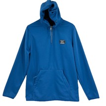 Men&#39;s Hooded Sweatshirt Sz Small Bue 1/4 Zip Collar Massive Outdoor Supply - $14.85