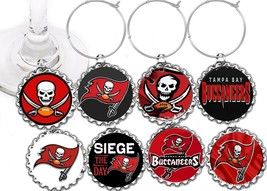 Tampa Bay Buccaneers decor party wine glass cup charms markers 8 party f... - £8.59 GBP