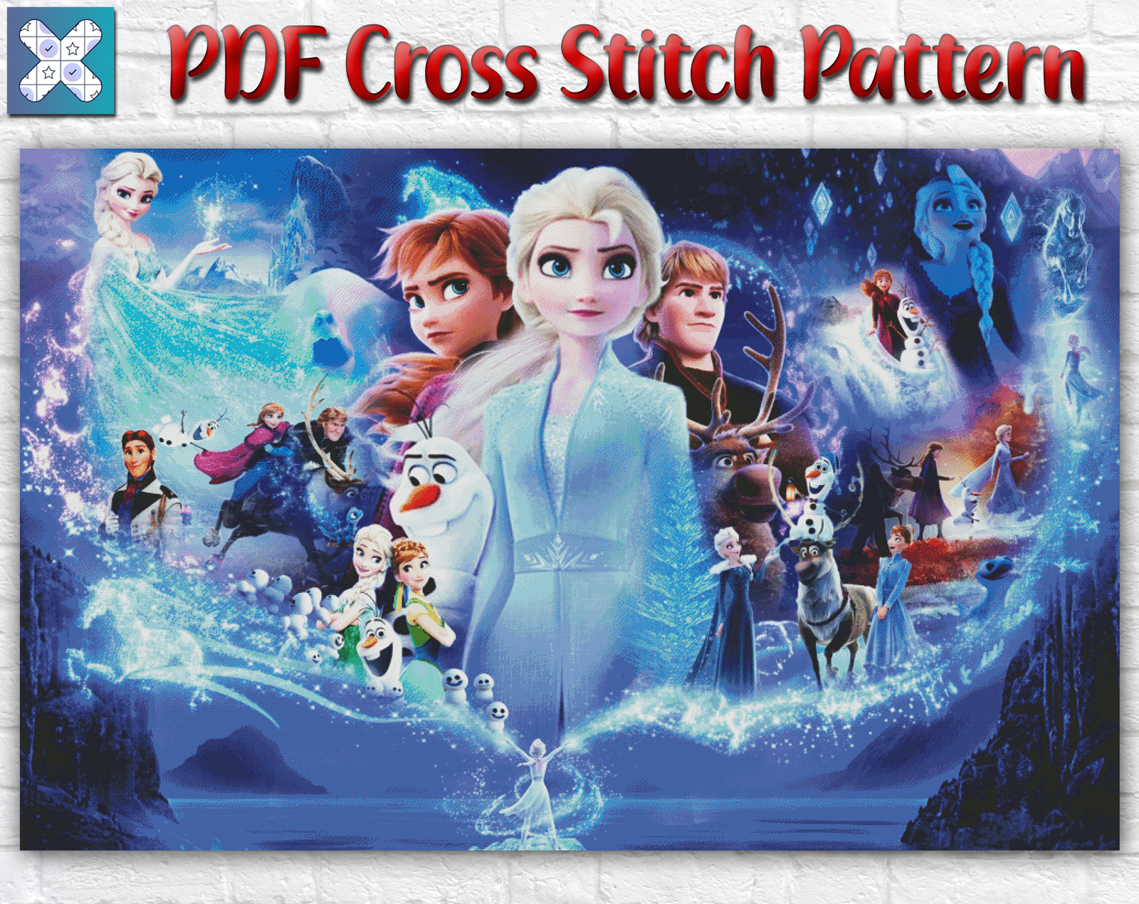 Disney Heroes Frozen Elsa Anna Olaf Kristoff DMC Counted Cross Stitch Pattern