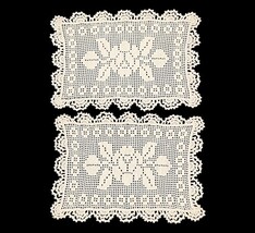 Vintage Handmade Crochet Lace Placemats Set of 10 w/ Table Runner 29"x12" image 5