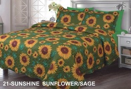 Venetian Sunshine Sunflowers Sage Bedspread Quilted Set 6 Pcs King Size - £47.32 GBP