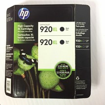 HP 920XL Black Ink Twin Pack CN701BN 2 x CD975AN Genuine OEM Sealed Reta... - $69.98