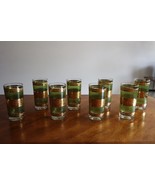 Lot 8x Vintage MCM Culver Starlyte 22k Gold Stripes Green Highball Glass... - $1,338.16 MXN