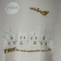 Santee Women&#39;s Vintage TWA Christmas Sweatshirt Size L Cream - £18.03 GBP