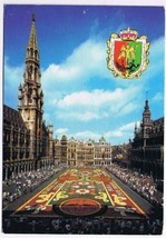 Belgium Postcard Grand Place Market Square Flower Carpet - $2.96