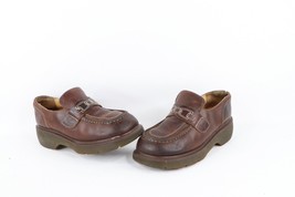 Vintage 90s Dr Martens Womens 7 Goth Chunky Platform Leather Loafers Shoes Brown - £237.32 GBP