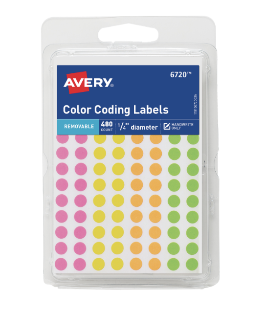 thumbnail interactive-video image 1 of Printable Round Labels Avery Removable Color-Coding Labels - 3/4" Round Assorted Colors | 1,008 Labels For Office & Home Office Organization 1 of 9
