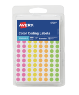 Avery Round Color Coding Labels, 1/4&quot; Diameter, Removable, 480 Pack, #6720 - £3.59 GBP