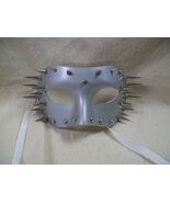 Silver Spiked Eye Mask Futuristic Warrior Masquerade Ball Gothic Punk Ro... - €10,92 EUR