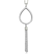 Crystals From Swarovski Teardrop Tassel Necklace Sterling Silver Overlay 36 Inch - £35.56 GBP