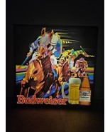 RARE VINTAGE 1987 BUDWEISER HORSE RACING LIGHTED BEER SIGN - 18&quot; x 18&quot; - $197.01