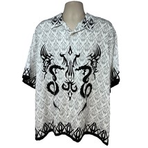 Mens Vintage Rockabilly Dragons Flames All Over Graphic Print Button Up Shirt XL - £38.71 GBP