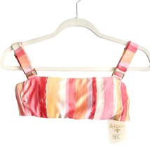 BECCA by Rebecca Virtue Cabana Striped Bandeau Bikini Swim Top Pink Small Pink - £26.78 GBP