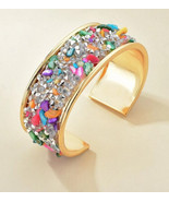 Rainbow stone pebble cuff bracelet - $266.83 MXN