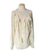 Marchesa Rose Floral Print Lined Long Sleeve Boho Festival Blouse Medium - $60.93 CAD