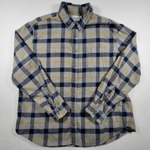 Goodfellow &amp; Co Men Button Down Up Shirt XXL Gray Blue Plaid Flannel Lon... - £12.57 GBP