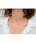 Diamond Drop Necklace 14K Solid Gold Minimalist Necklaces. - $1,490.80 CAD