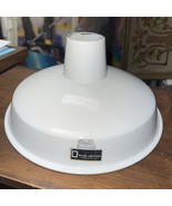 Vintage 12” White Enamel Porcelain Industrial Quad Light Shade Gas Stati... - €85,58 EUR