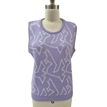 80s VTG Woolrich 100% Acrylic Vest Purple w/White Design Ribbed Trim Sz M  - $59.40