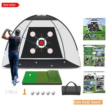 10x7 FT Golf Practice Net with Multi-Target Mat - Ideal for Indoor/Outdo... - $130.63