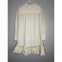 1970s Cora&#39;s Closet Cream Smocked Ruffle Cottage Coquette Hippie Boho Dr... - $38.00