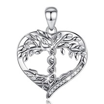 Real 925 Sterling Silver  Tree of Life Necklace The DNA of Life Clean CZ Pendant - £28.97 GBP