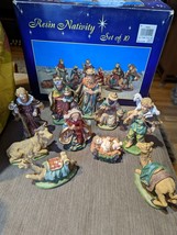 Vintage Nativity Scene Figurines Figures Set of 10 Resin Christmas Decor - £22.80 GBP