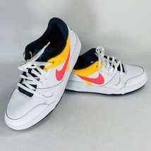 New! Nike Men&#39;s Size 10.5 Full Force Low Neon Shoes White/Blue/Pink HF48... - $64.99