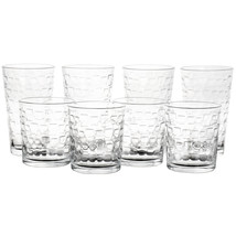 Gibson Home Canton 16 Piece Embossed Square Glassware Tumbler Set - £57.56 GBP