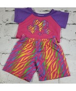 Build A Bear Workshop Clothes Girls Outfit Shorts T-Shirt Rainbow Zebra ... - £7.82 GBP