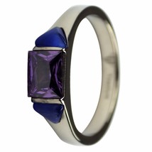 Women&#39;s Titanium Ring Purple Blue Faux Three Stone Band Sizes 6-7.5 Fashion - £6.26 GBP