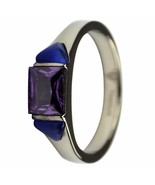 Women&#39;s Titanium Ring Purple Blue Faux Three Stone Band Sizes 6-7.5 Fashion - £6.40 GBP